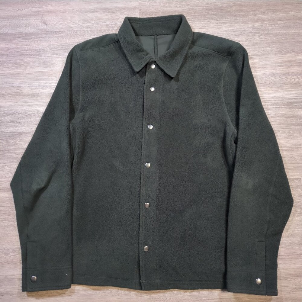 Lululemon Men's Large Fleece Classic Fit Overshirt Green M3FGBS Snap Button